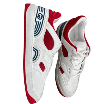 Gucci Men's Basket Sneakers Low Top Lace Up Red White Blue