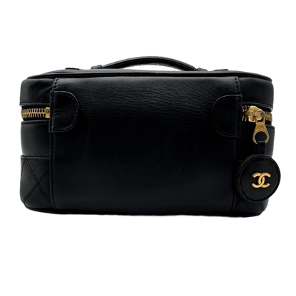 Chanel MATRASSE Vanity Bag Coco Mark Bicolore Lambskin Black Women’s