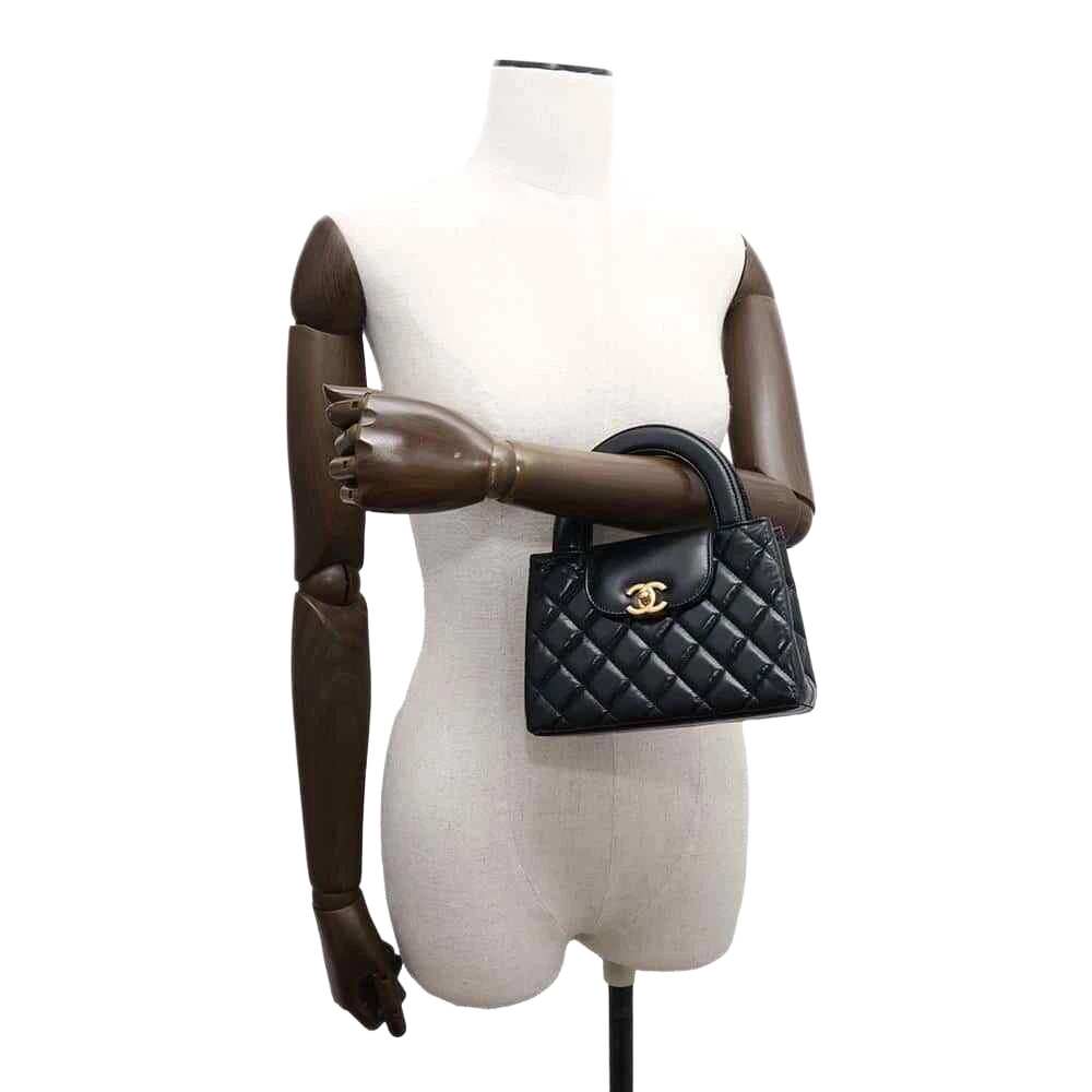 CHANEL Shopping Bag 2-Way Shoulder Bag Size Mini Shiny Calf Leather Black
