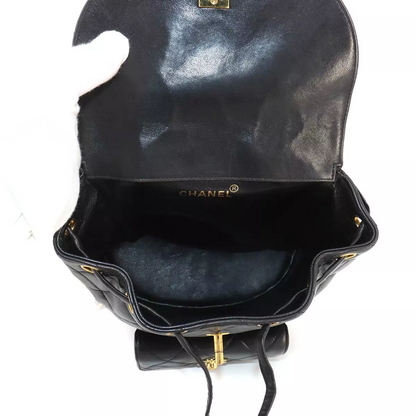 CHANEL Matelasse Chain Backpack Leather Black duma Purse Vintage