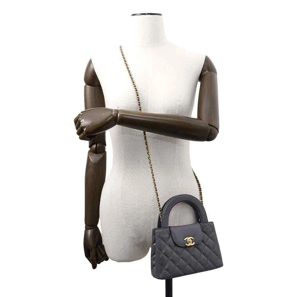 CHANEL Mini Shopping Bag Size Mini Calf Leather Gray