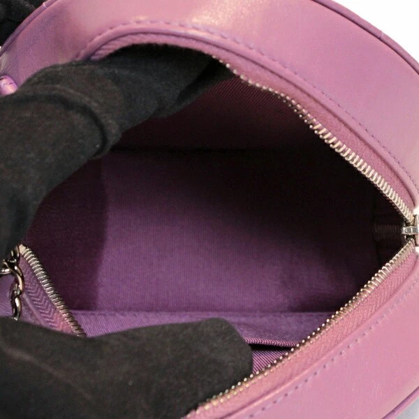 Chanel Matelasse Round Chain Shoulder Bag Lambskin Purple