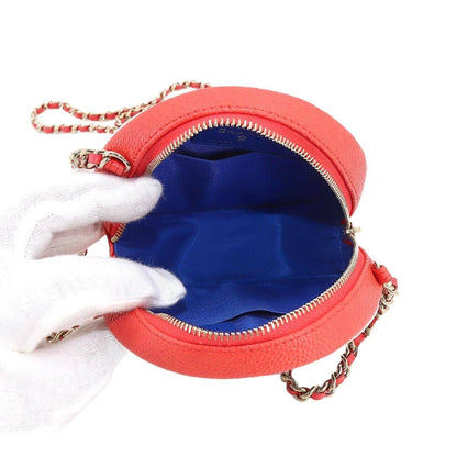 CHANEL CC Filigree Chain Shoulder Bag Caviar Skin leather