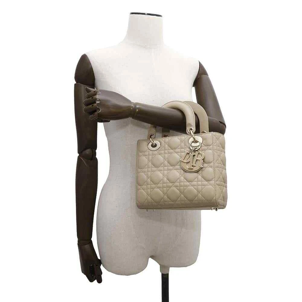 Dior Lady Dior MY ABC DIOR 2-Way Handbag Size Small Lambskin Beige