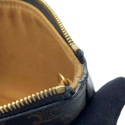 CELINE Triomphe Coin & Card Pouch PVC Coated Canvas Black
