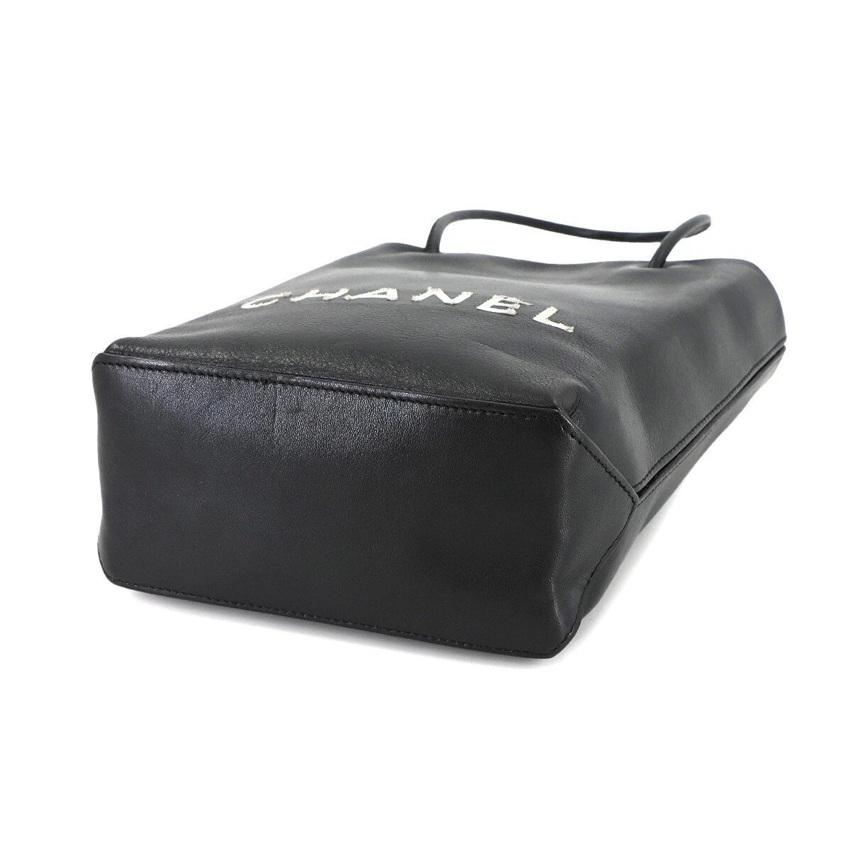 CHANEL Essential Tote Bag Leather Black White Purse