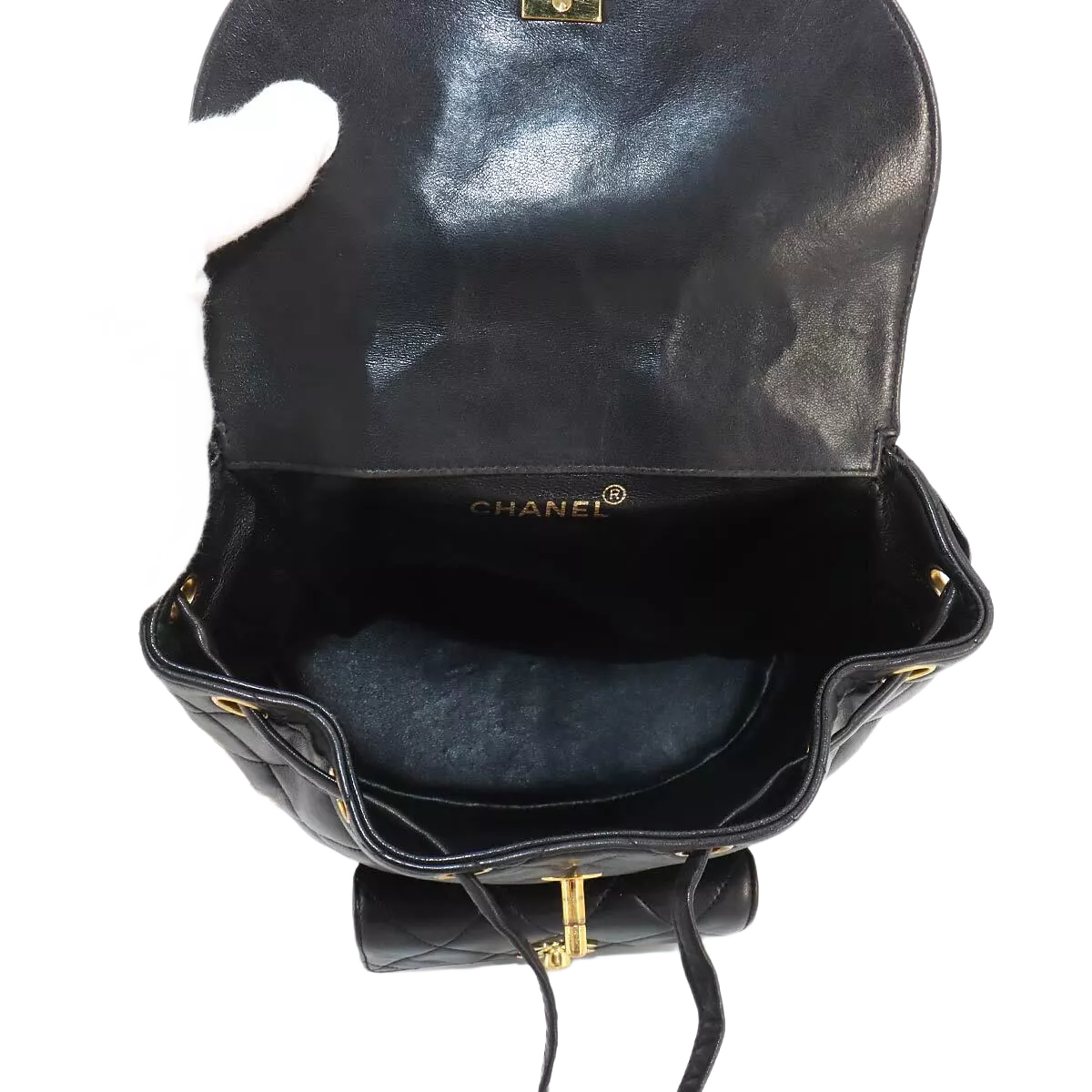 CHANEL Matelasse Chain Backpack Leather Black duma Purse Vintage