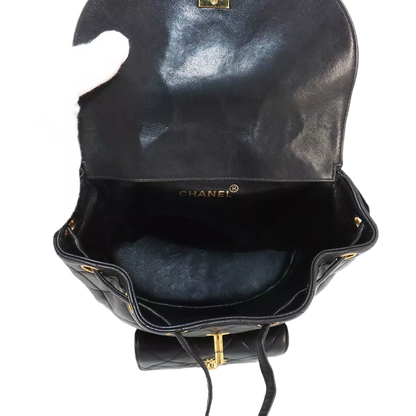 CHANEL Matelasse Chain Backpack Leather Black duma Purse Vintage