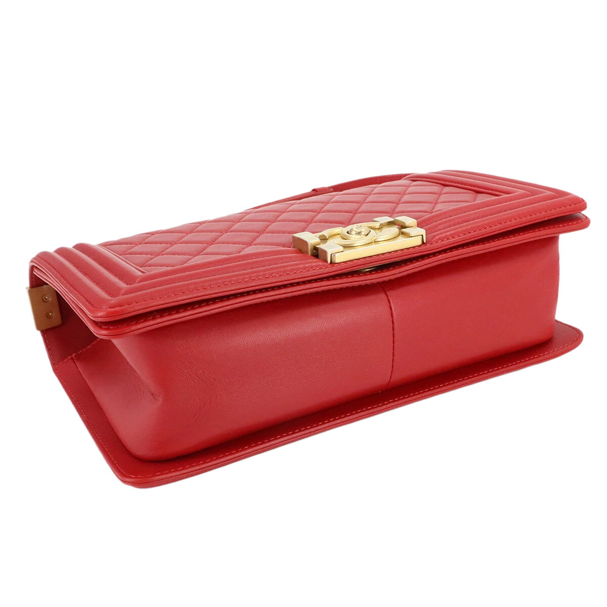 CHANEL BOY CHANEL Chain Shoulder Bag Leather Red Purse