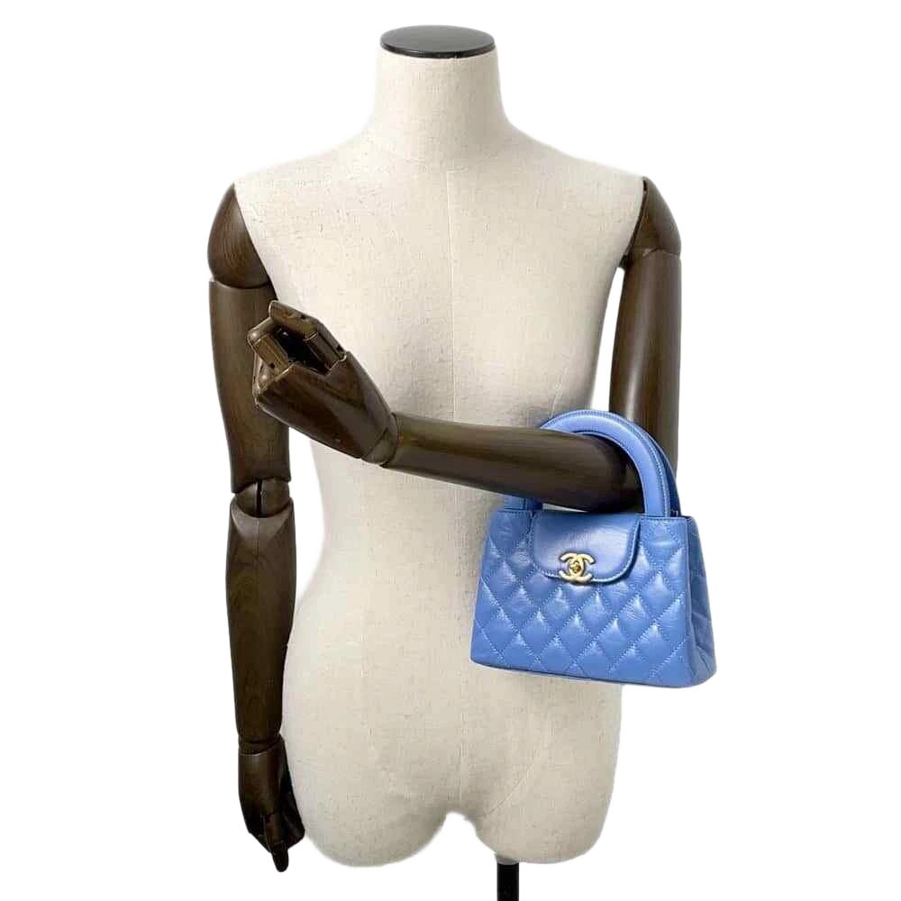 CHANEL Matelasse Mini Shopping Bag 2-Way Bag Size Mini Shiny Calf Leather Light Blue