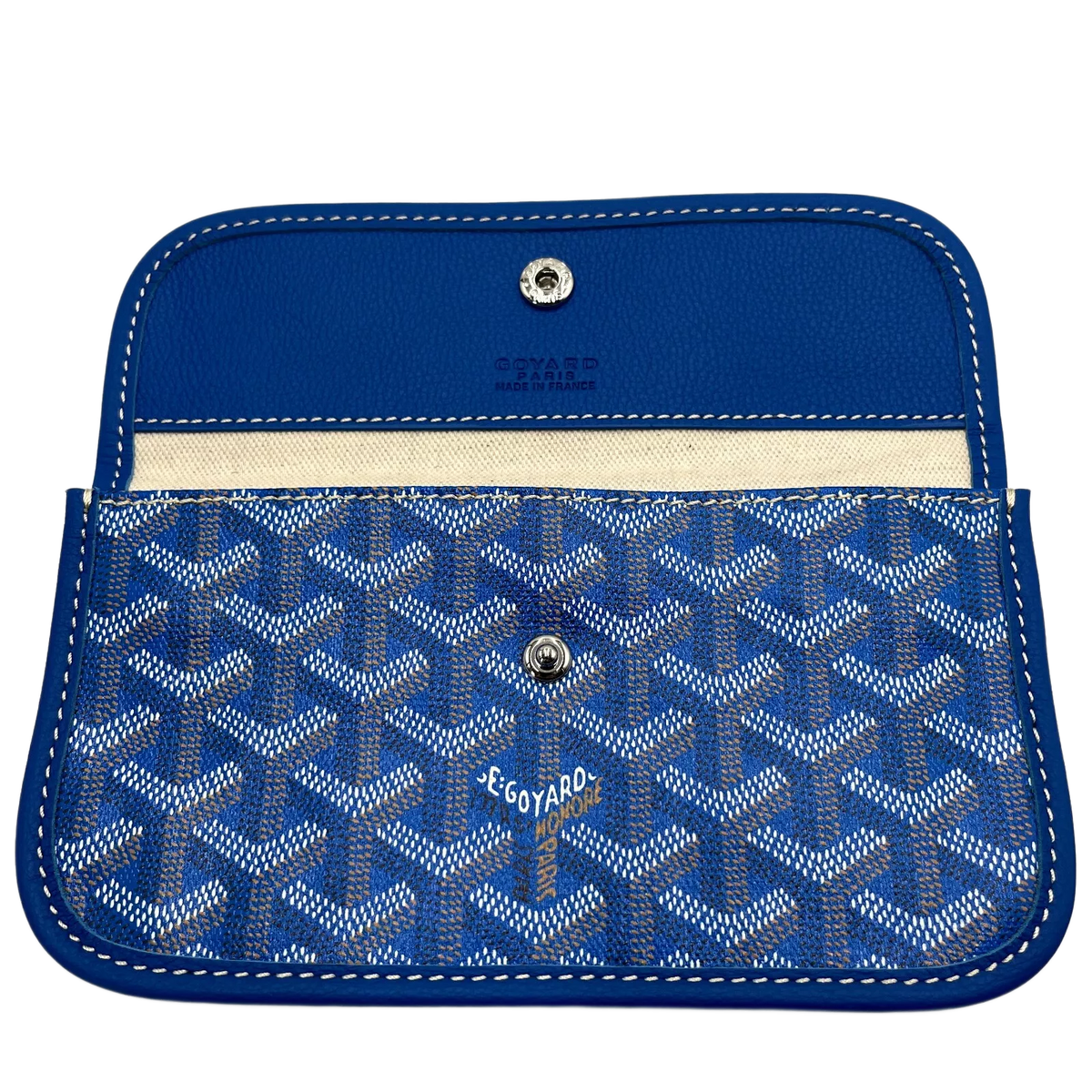 GOYARD Saint Louis Pochette Blue Canvas Leather Pouch Wallet