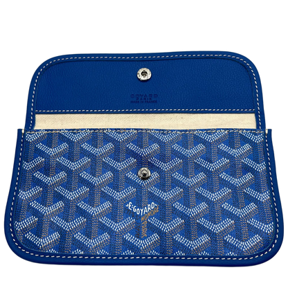 GOYARD Saint Louis Pochette Blue Canvas Leather Pouch Wallet