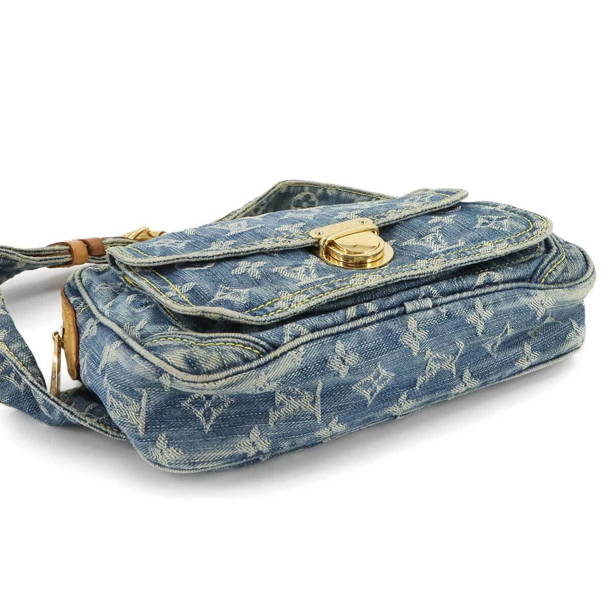 LOUIS VUITTON Monogram Denim Bum Bag Waist Pouch Canvas Blue