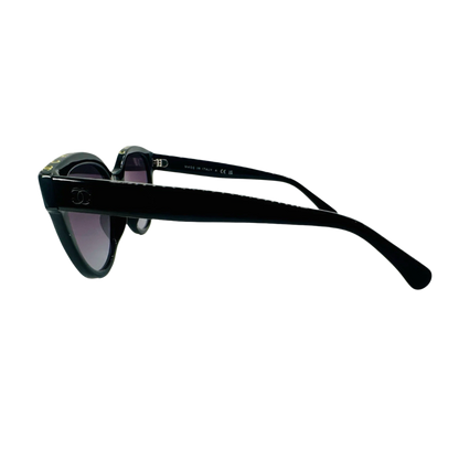 CHANEL Sunglasses 5414-A C. 1712/S6 Black w/ Gold CHANEL Logo