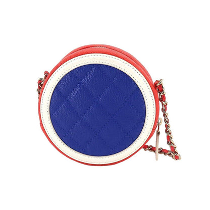 CHANEL CC Filigree Chain Shoulder Bag Caviar Skin leather