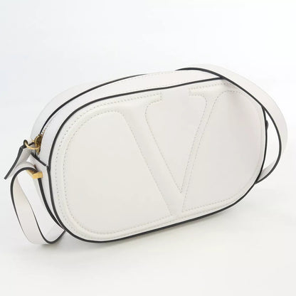 Auth VALENTINO Vlogo Diagonal Shoulder Bag In White Leather