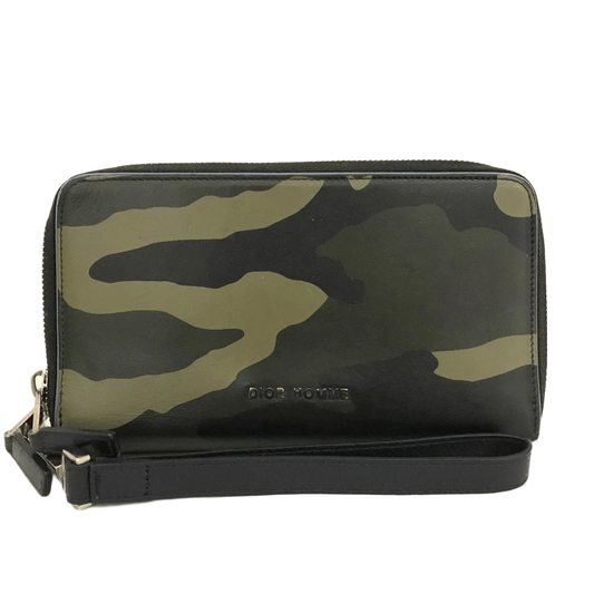 Dior Homme Camouflage Print Leather Double Zippy Long Wallet