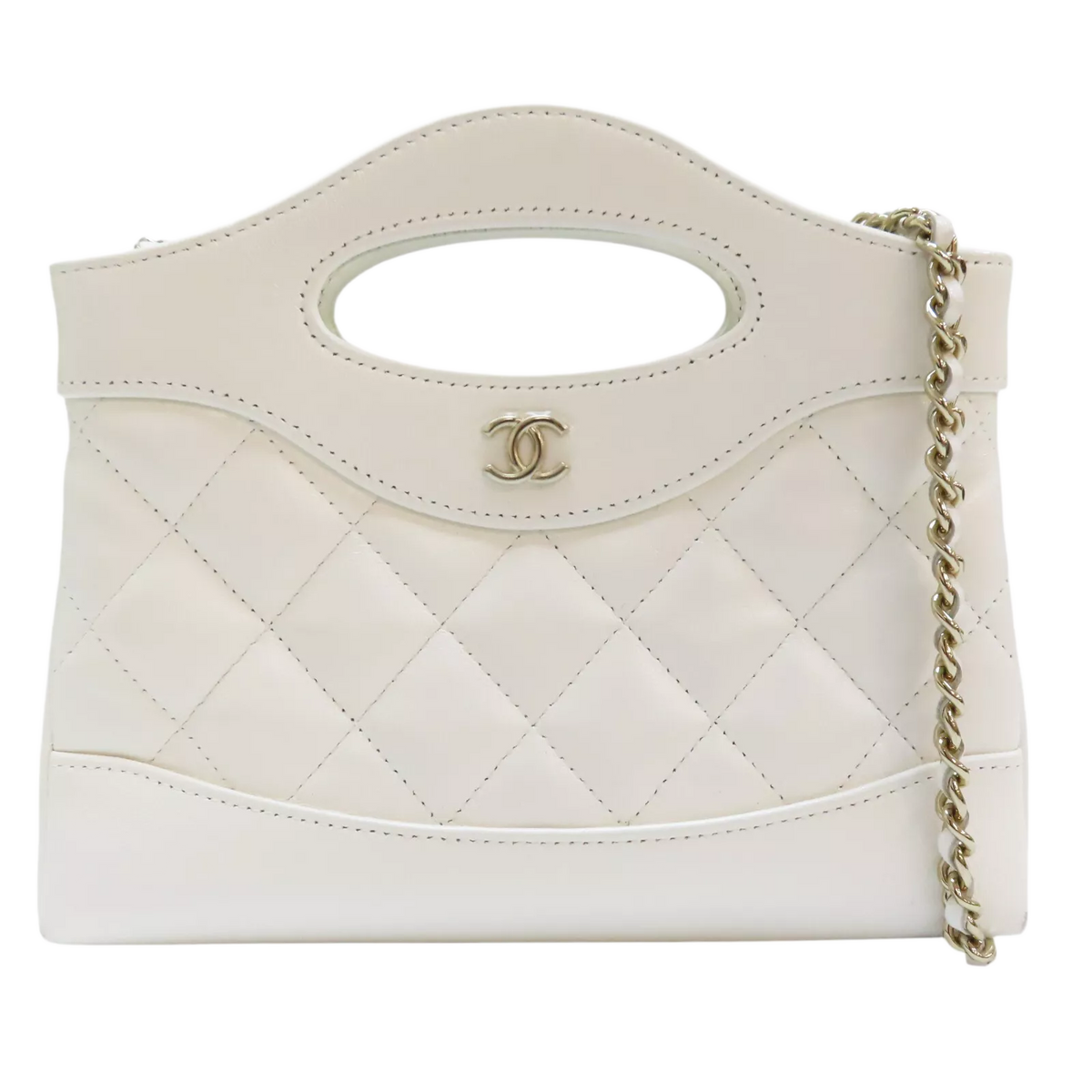 CHANEL 31 31 Nano Shoulder Handbag Calfskin White