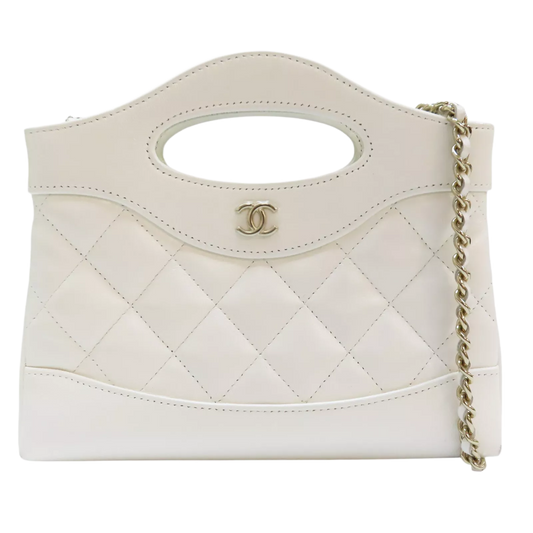 CHANEL 31 31 Nano Shoulder Handbag Calfskin White
