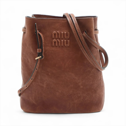 Miu Miu Nappa Leather Shoulder Bag Brown