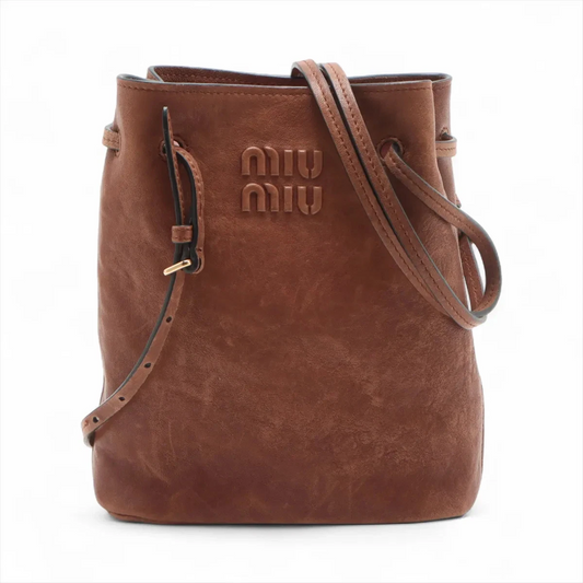 Miu Miu Nappa Leather Shoulder Bag Brown