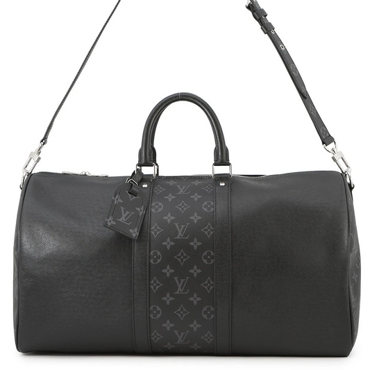 Louis Vuitton Taigarama Keepall Bandoulière 50 in Noir Taiga & Monogram Eclipse