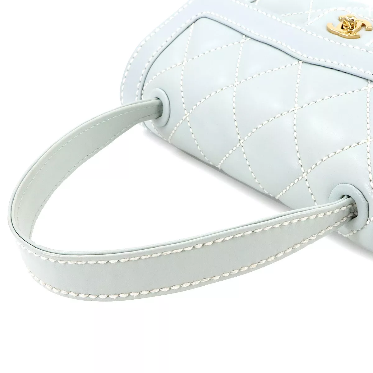 CHANEL Matelasse Wild Stitch Hand Bag Leather Light Blue