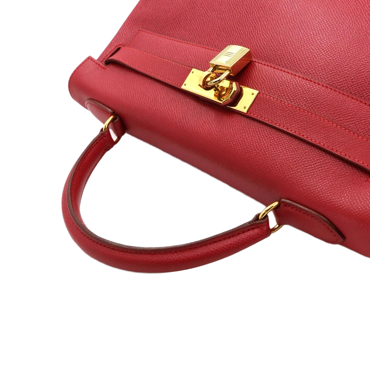 HERMES Kelly 32 2-Way Hand Shoulder Bag Couchevel Epsom Rouge Vif Purse