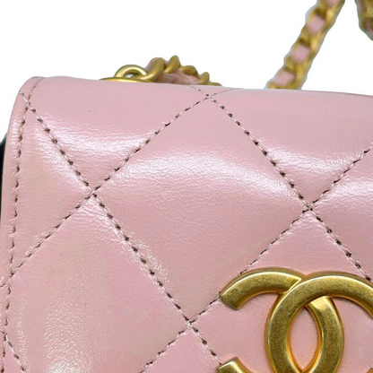 CHANEL Matelasse Chain wallet Leather Pink