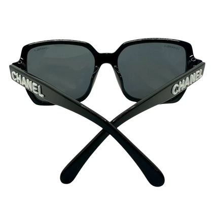 CHANEL Sunglasses Black With White Logo CH5408 C.1026/S4