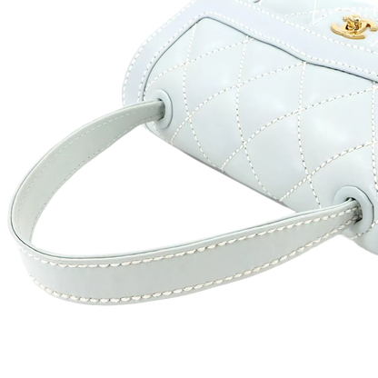 CHANEL Matelasse Wild Stitch Hand Bag Leather Light Blue