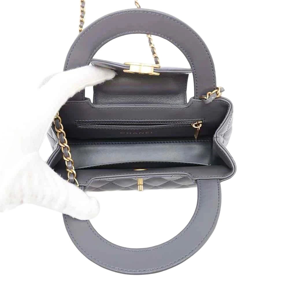 CHANEL Mini Shopping Bag Size Mini Calf Leather Gray