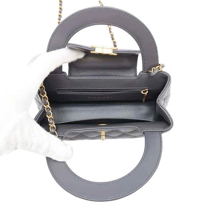 CHANEL Mini Shopping Bag Size Mini Calf Leather Gray