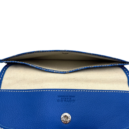 GOYARD Saint Louis Pochette Blue Canvas Leather Pouch Wallet