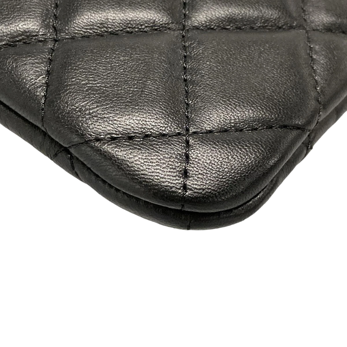 CHANEL Matelasse Black Lambskin Clutch Bag with Gold Hardware
