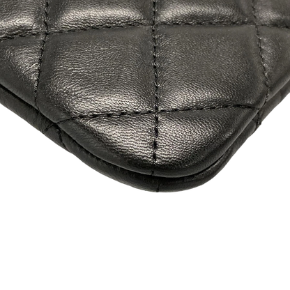CHANEL Matelasse Black Lambskin Clutch Bag with Gold Hardware