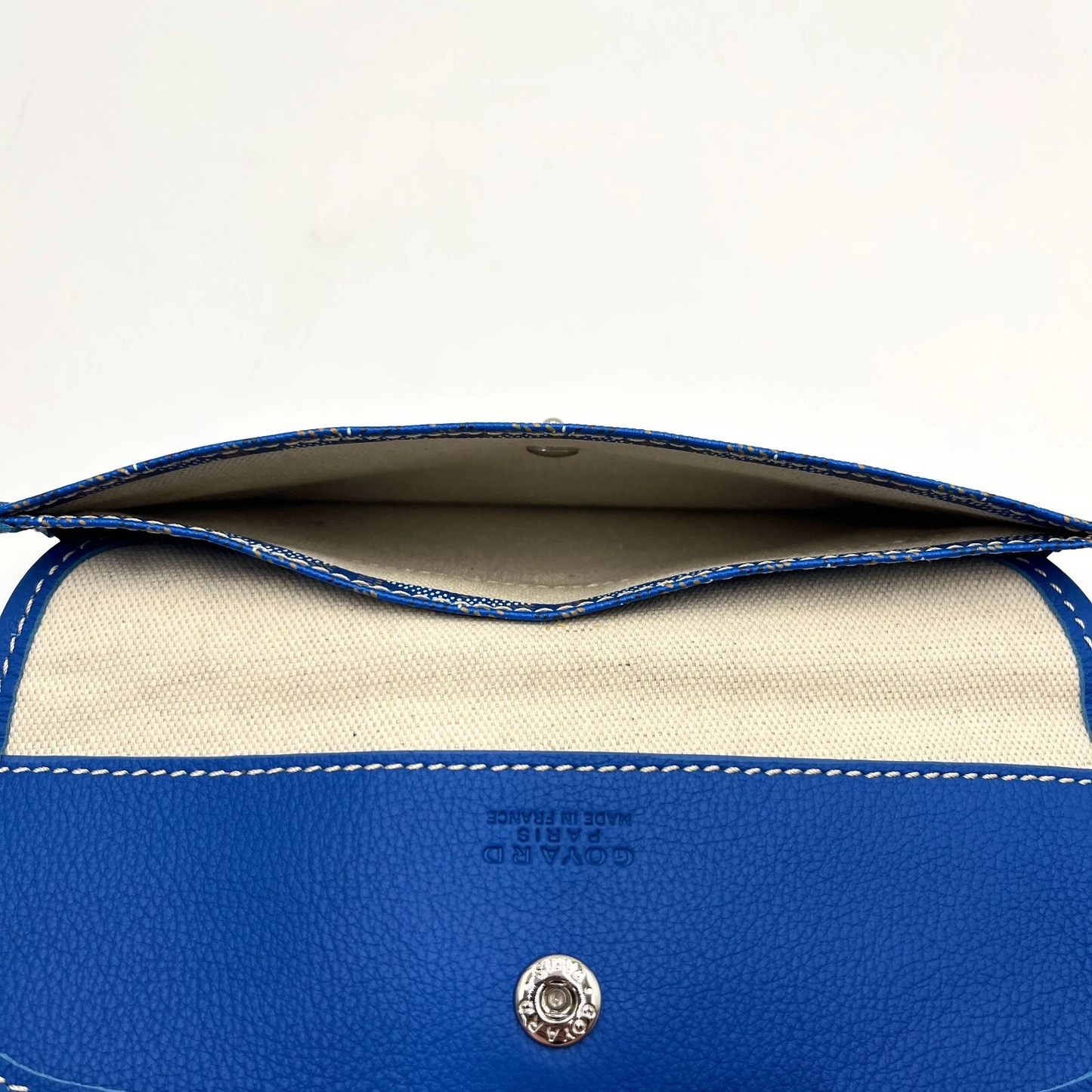 GOYARD Saint Louis Pochette Blue Canvas Leather Pouch Wallet