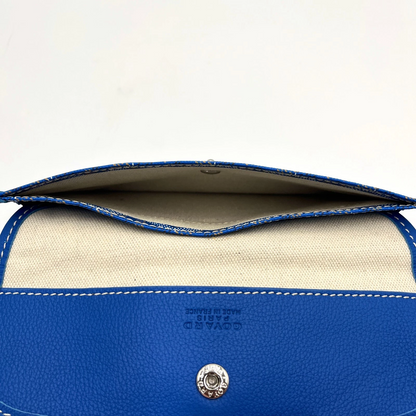 GOYARD Saint Louis Pochette Blue Canvas Leather Pouch Wallet