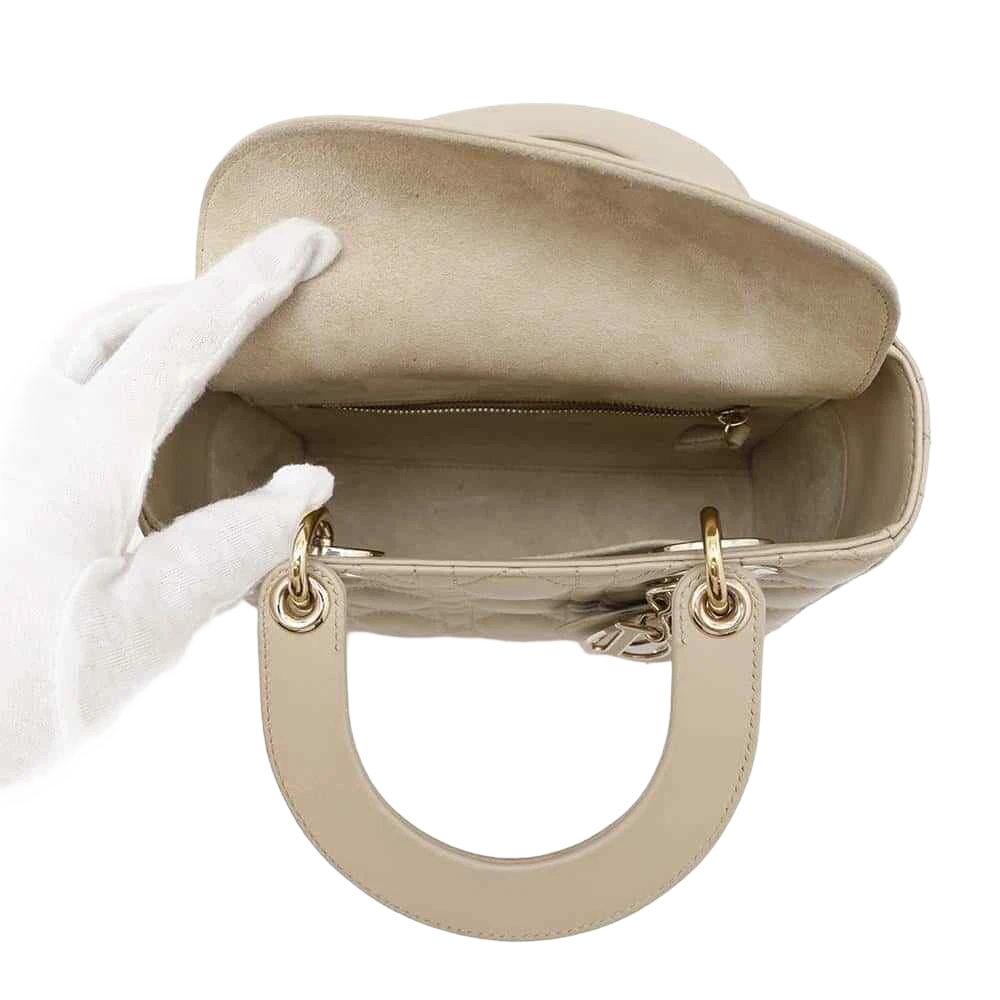 Dior Lady Dior MY ABC DIOR 2-Way Handbag Size Small Lambskin Beige