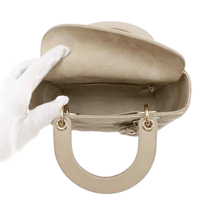 Dior Lady Dior MY ABC DIOR 2-Way Handbag Size Small Lambskin Beige