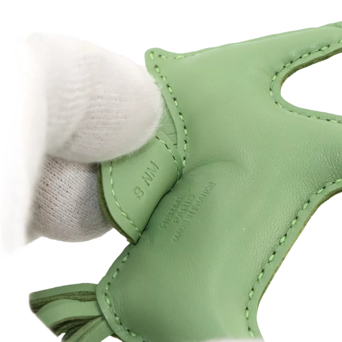 HERMES Rodeo PM Bag Charm Agneau Milo Swift Leather Vert Criquet