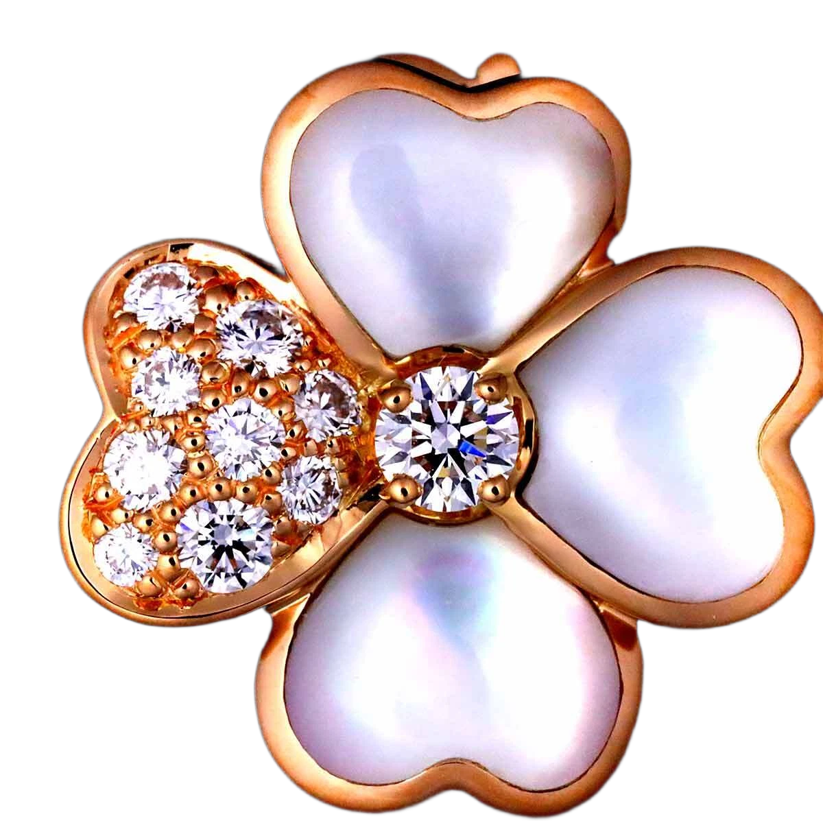 Van Cleef Arpels Cosmos Diamond Mother of Pearl SM Earrings Pierced 18K PG 750 90276174