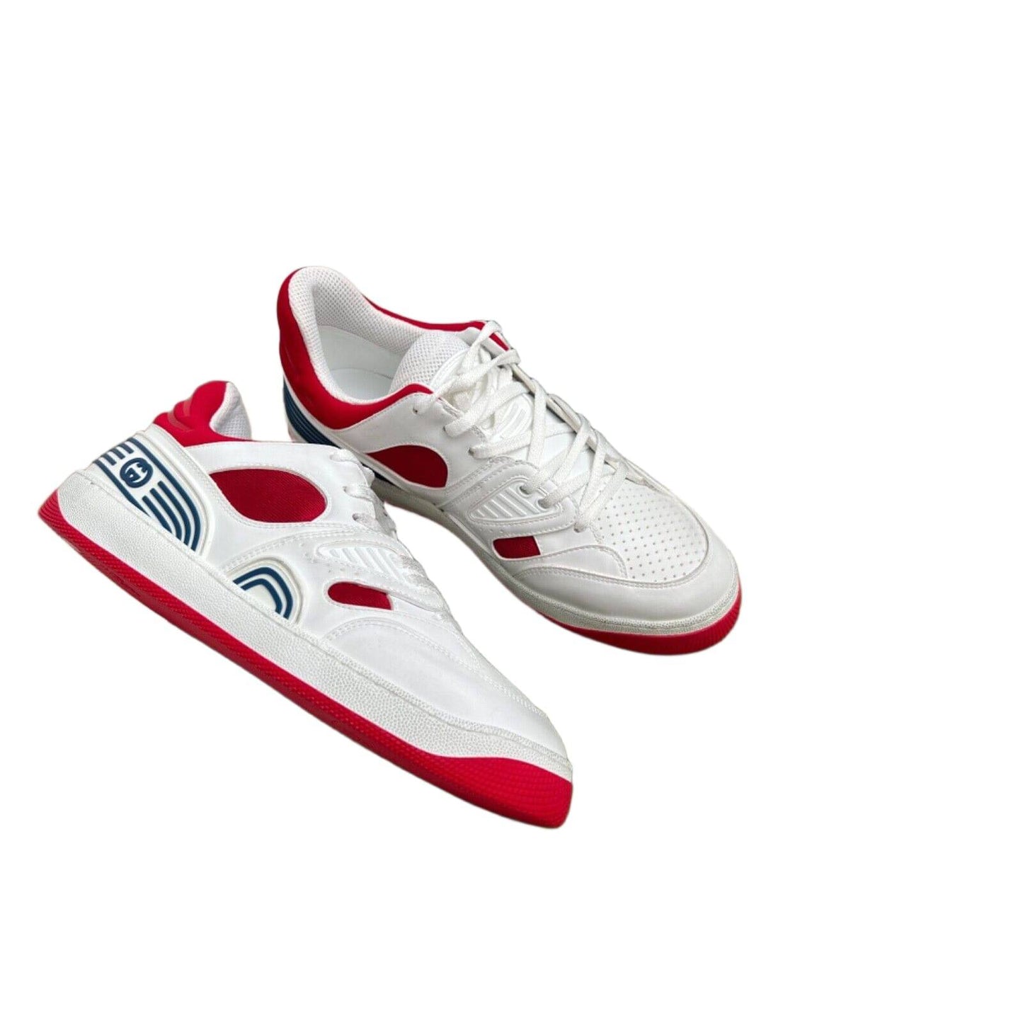 Gucci Men's Basket Sneakers Low Top Lace Up Red White Blue