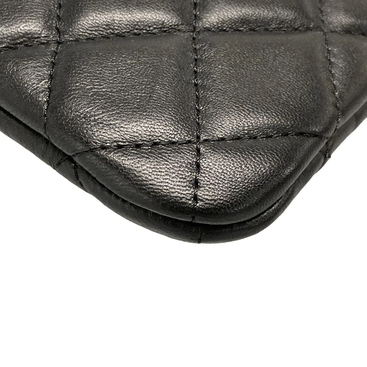 CHANEL Matelasse Black Lambskin Clutch Bag Gold Hardware