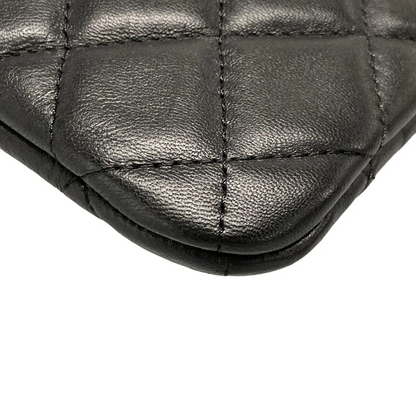 CHANEL Matelasse Black Lambskin Clutch Bag Gold Hardware