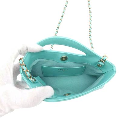 CHANEL CHANEL31 Mini Shopping Bag Calf Leather Turquise Blue