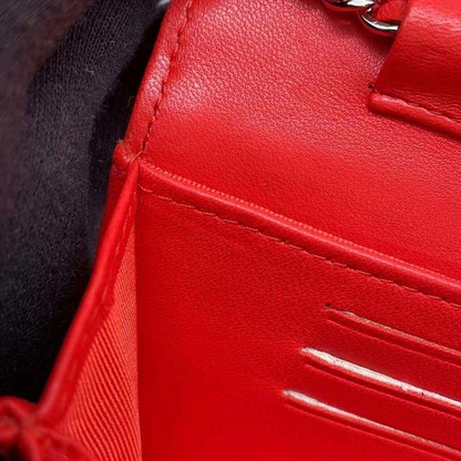 CHANEL Matelasse Chain Wallet Lambskin Red