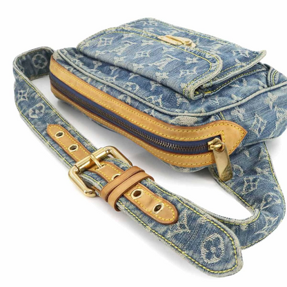 LOUIS VUITTON Monogram Denim Bum Bag Waist Pouch Canvas Blue