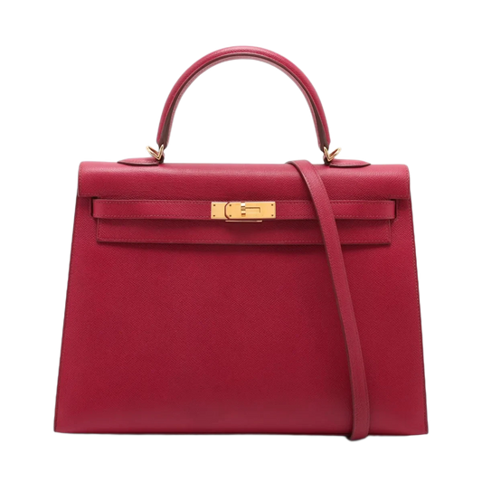 Hermès Kelly 35 Veau Epsom Ruby Gold Metal Fittings P Stamp 2012