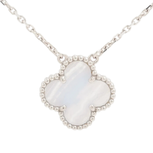 Van Cleef & Arpels Vintage Alhambra Chalcedony Necklace 750(WG) 5.4g